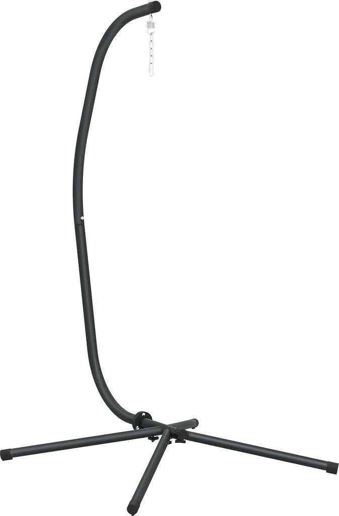 Gestell für Hängesessel in C-Form Höhenverstellbar Metall Ständer mit Aufhängungskette bis 150kg Schwarz