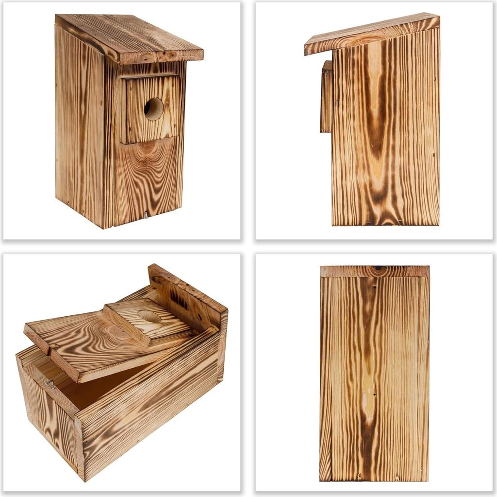 Creative Home Nistkasten für Vögel für Draußen Wetterfest - Geflammt - Vogelnistkasten