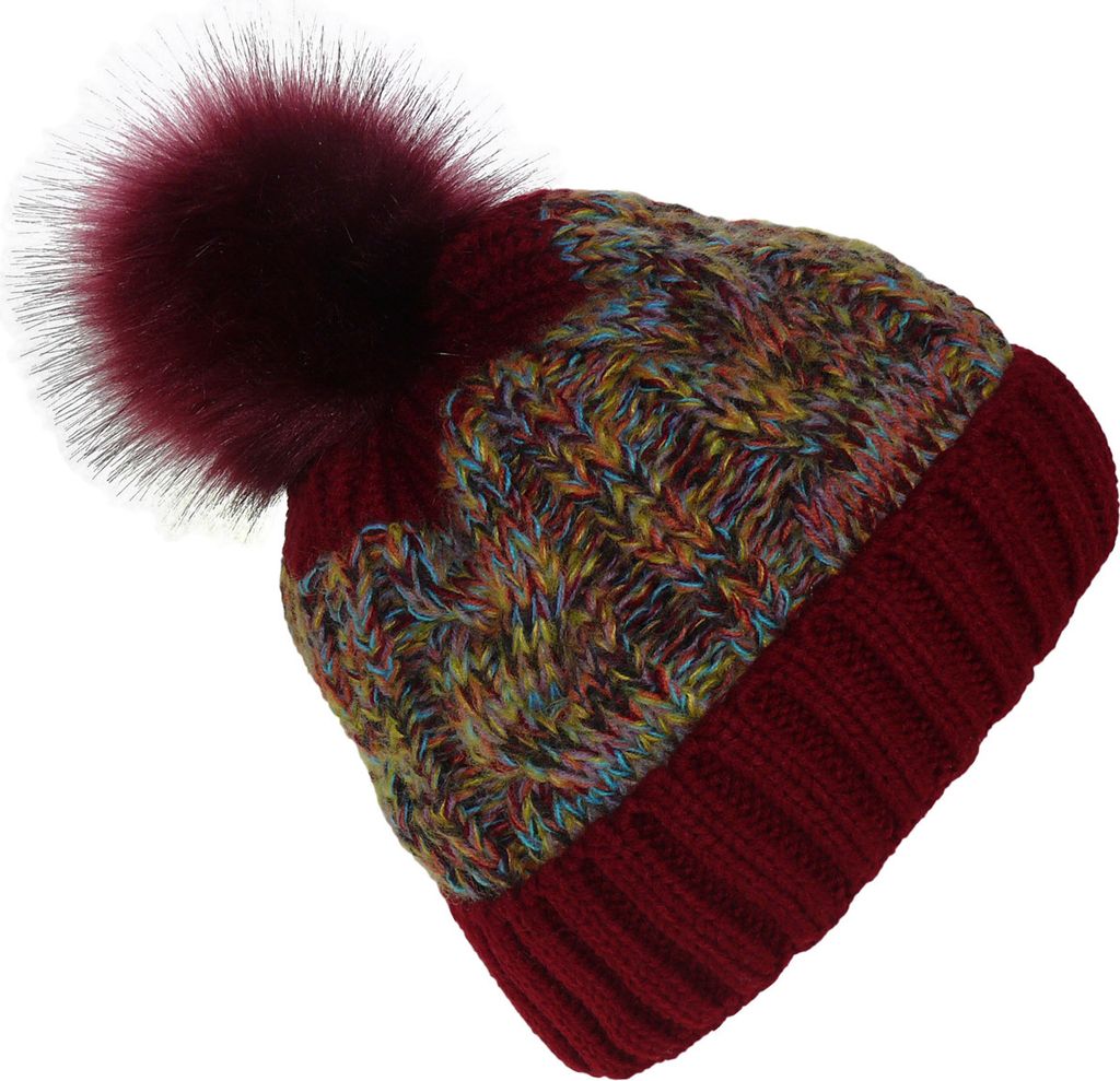 Dehnbare Outdoor Mütze mit Bommel und Futter, Produktbild 