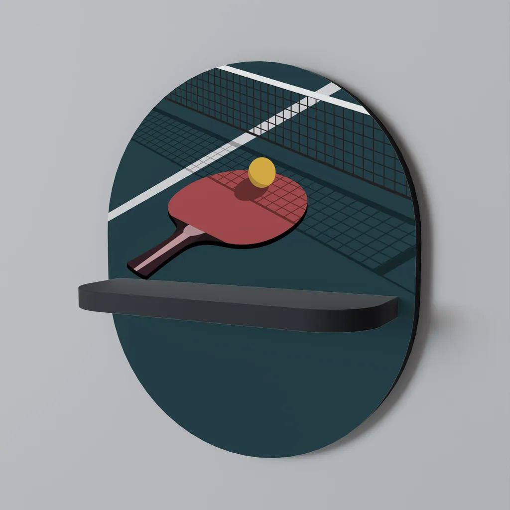 Organiseur Mural Ping-Pong Noir Ovale - Rangement pour Salle de Jeux