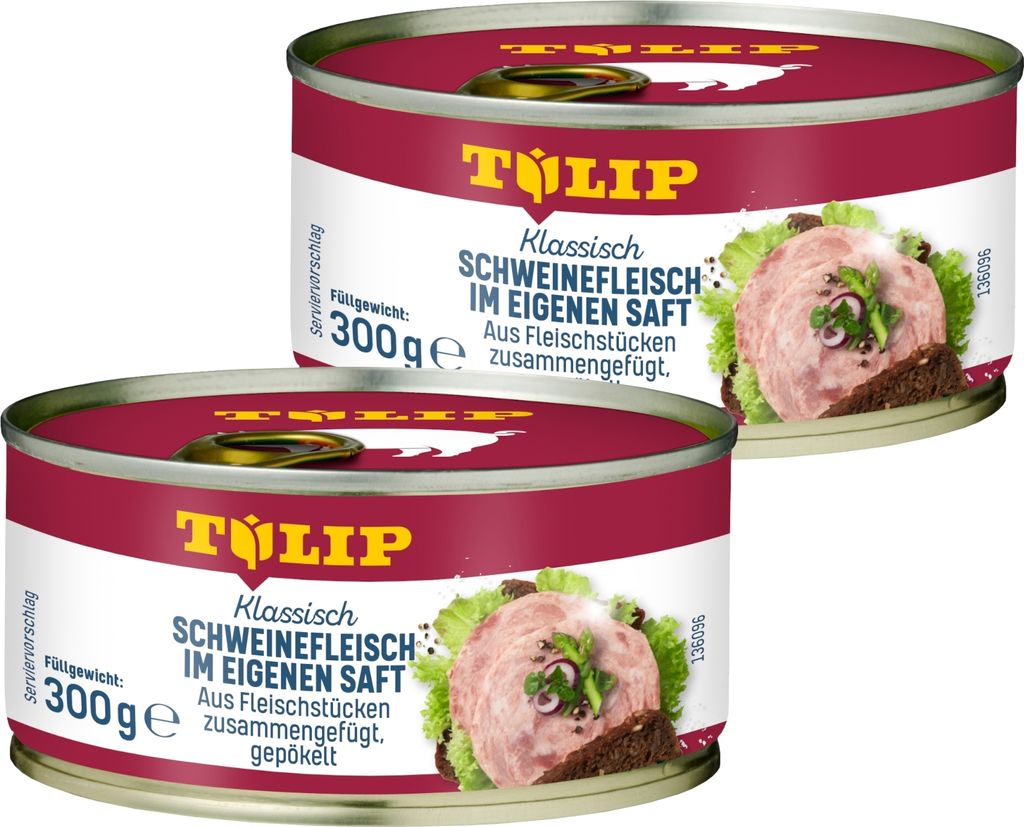 TULIP 2x 300 g Schweinefleisch im eigenen Saft Fleisch Schwein Frühstücksfleisch