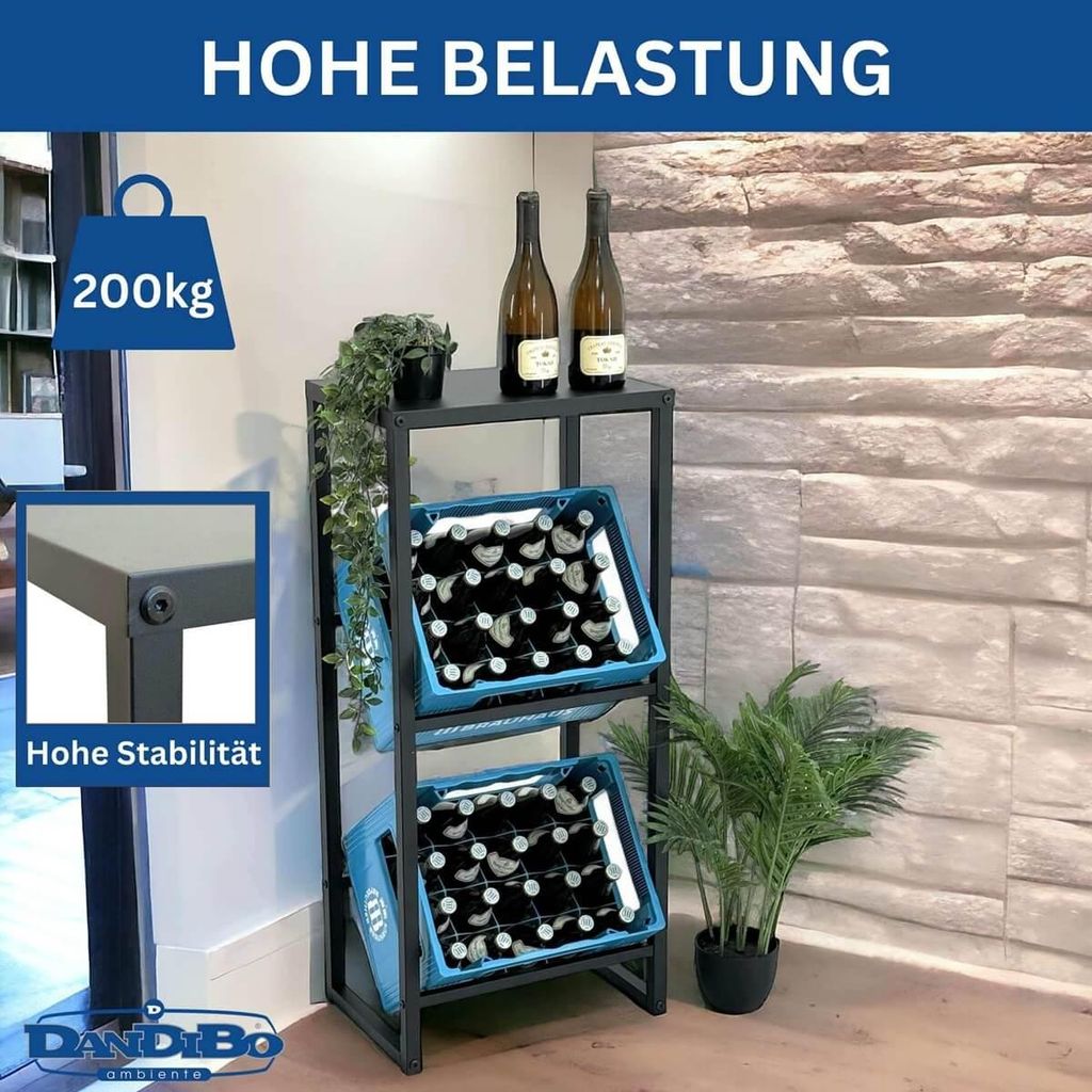 DanDiBo Getränkekistenregal 2 Kisten mit Ablage Schmal