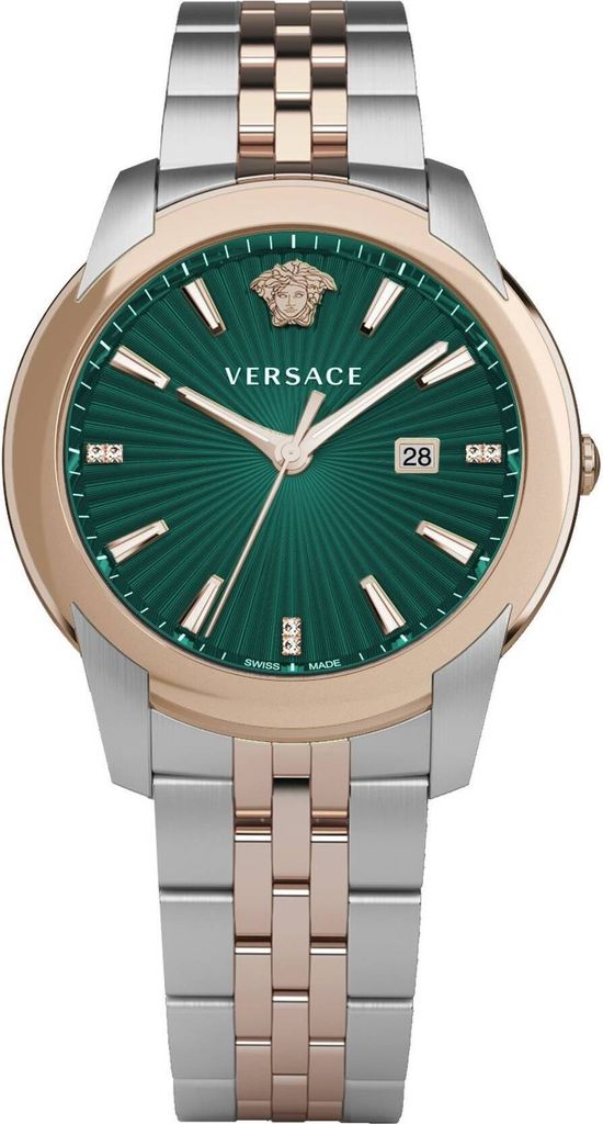 Versace VELQ01019 V-Urban grün roségold silber Edelstahl Armband Uhr Herren NEU