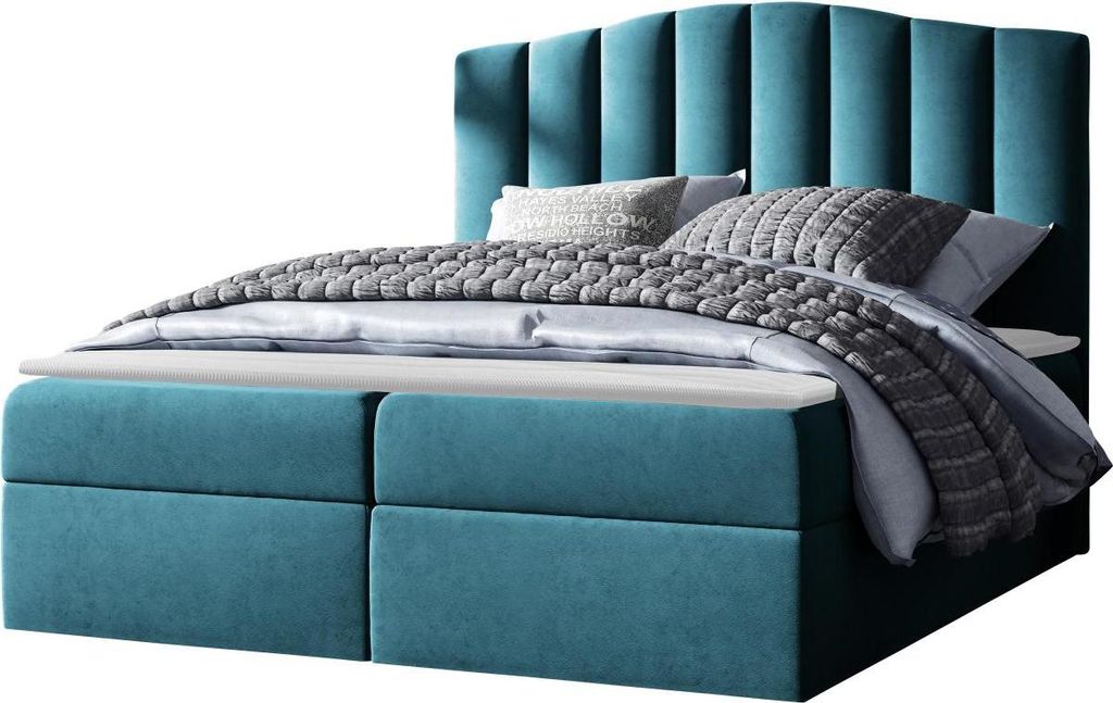 MIRJAN24 Boxspringbett Lindos, Ehebett mit zwei Bettkästen, Doppelbett, Stilvoll Schlafzimmer (Casablanca 2313, Größe: 140x200 cm)