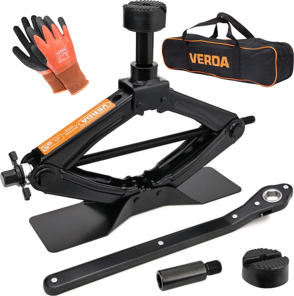 Verda Wagenheber 2000kg (104-425 mm) + Arbeitshandschuhe + Produktbild 