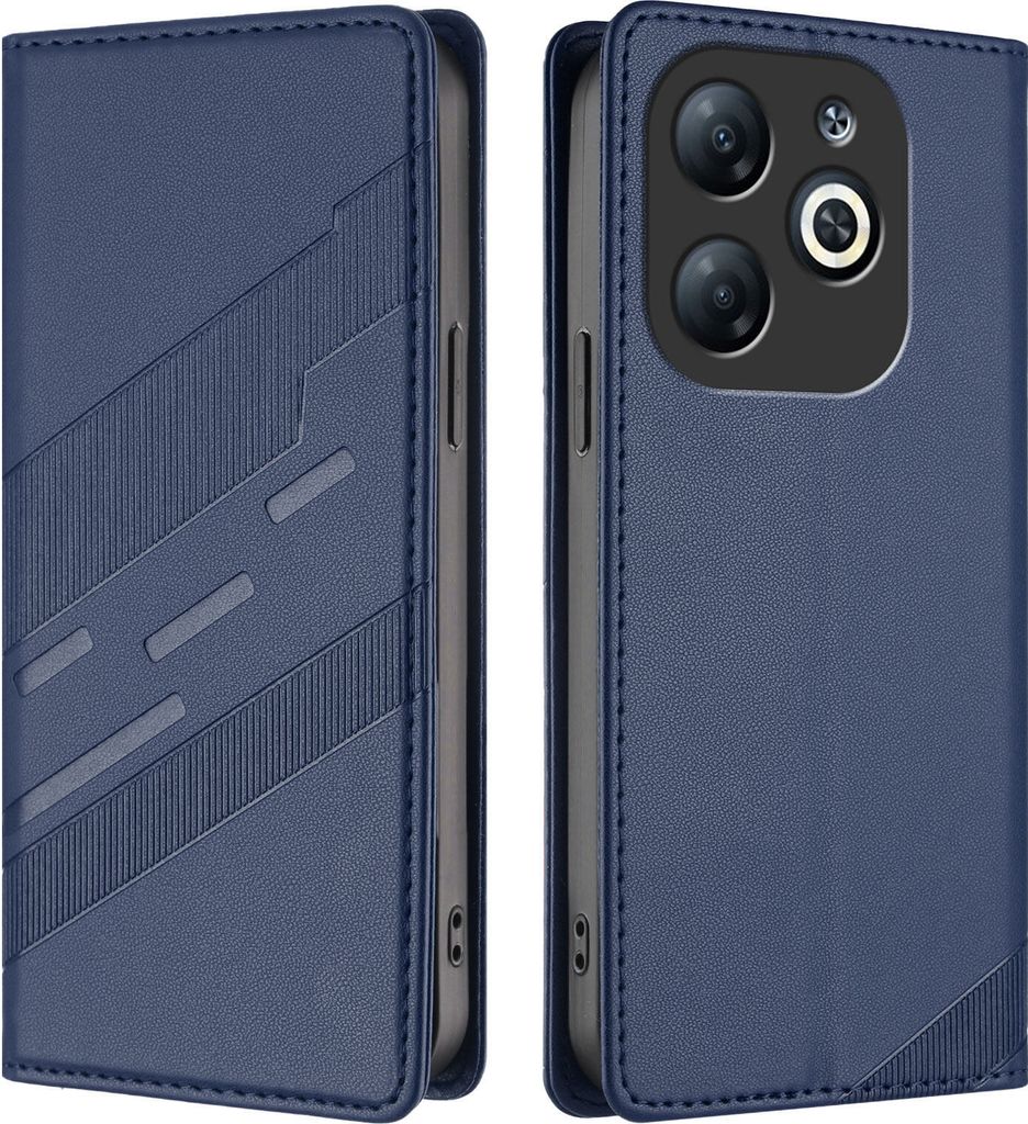 Hülle für Infinix Smart 8, Kunstleder Brieftaschen Handyhülle mit Kartenfach und Standfunktion Blau