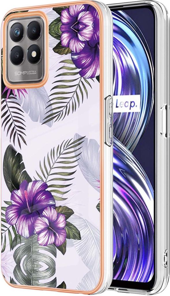Realme 8i Hülle, Muster Handyhülle Anti-Shock Weich TPU Bumper Schutzhülle für OPPO Realme 8i Lila