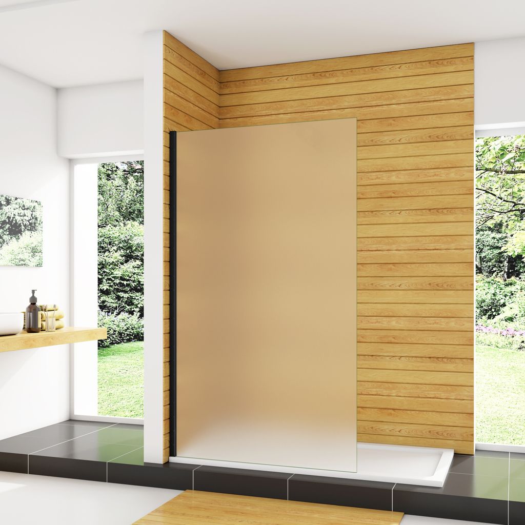 90x200cm WALK IN Schwarze Duschwand Milchglas 10mm NANO ESG Glas Duschabtrennung