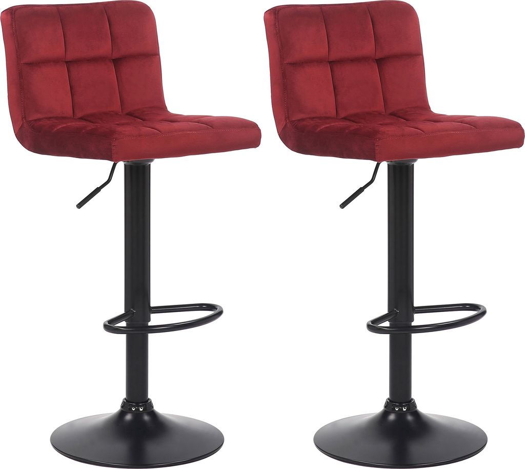 2er Set Barhocker HLO-CP64 Samt rot