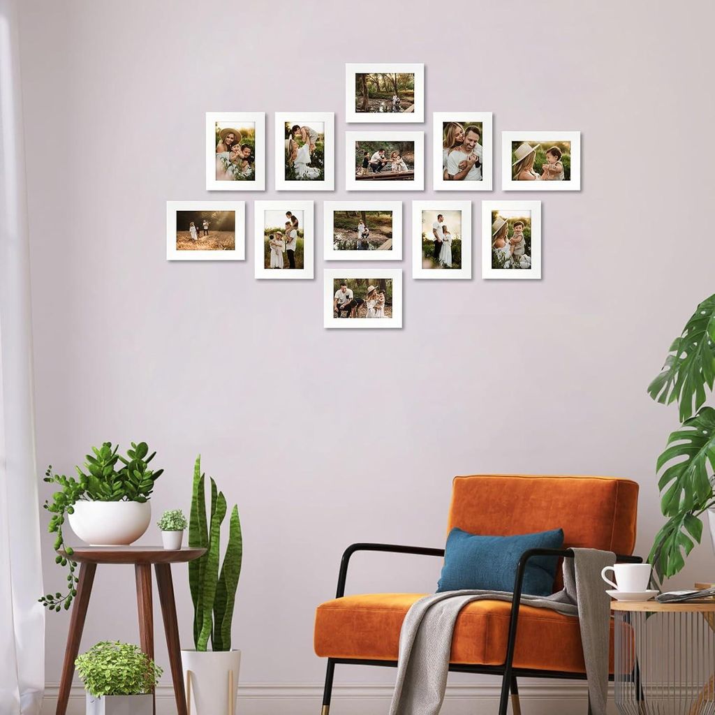 Set von 12 Fotorahmen - Collage - Wand- oder Tischstandfuß - Braun - Plexiglas - 9x13 cm