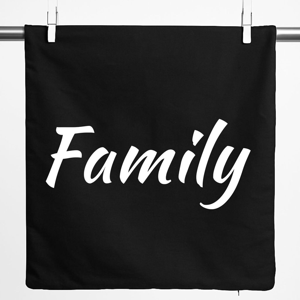Huuraa Kissenbezug Family Schriftzug 40x40cm Black Baumwolle Dekokissenbezug Geschenkidee