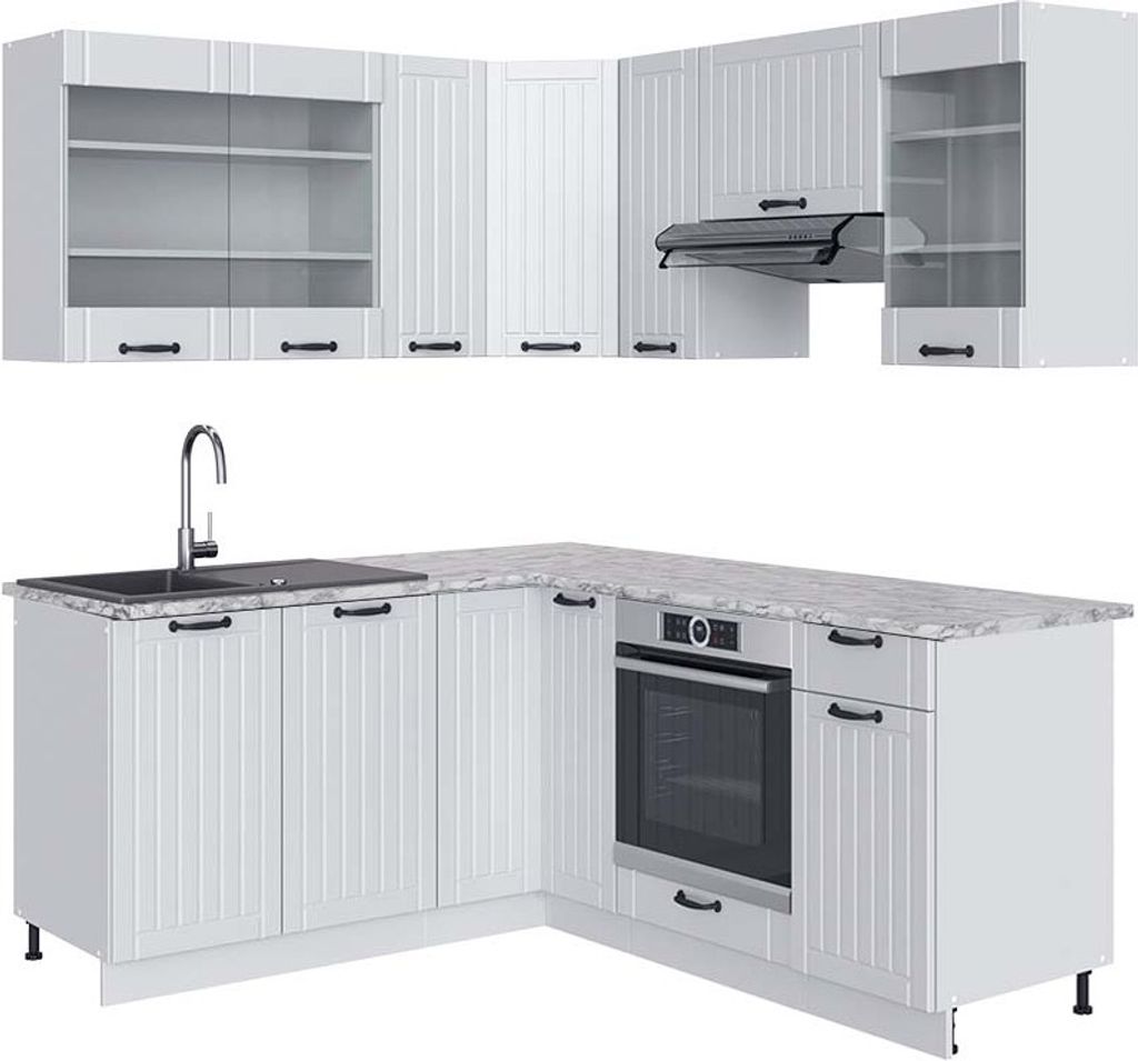 Eckküche Vicco Fame-Line Weiß Landhaus/Weiß 190 x 60 cm , Produktbild 