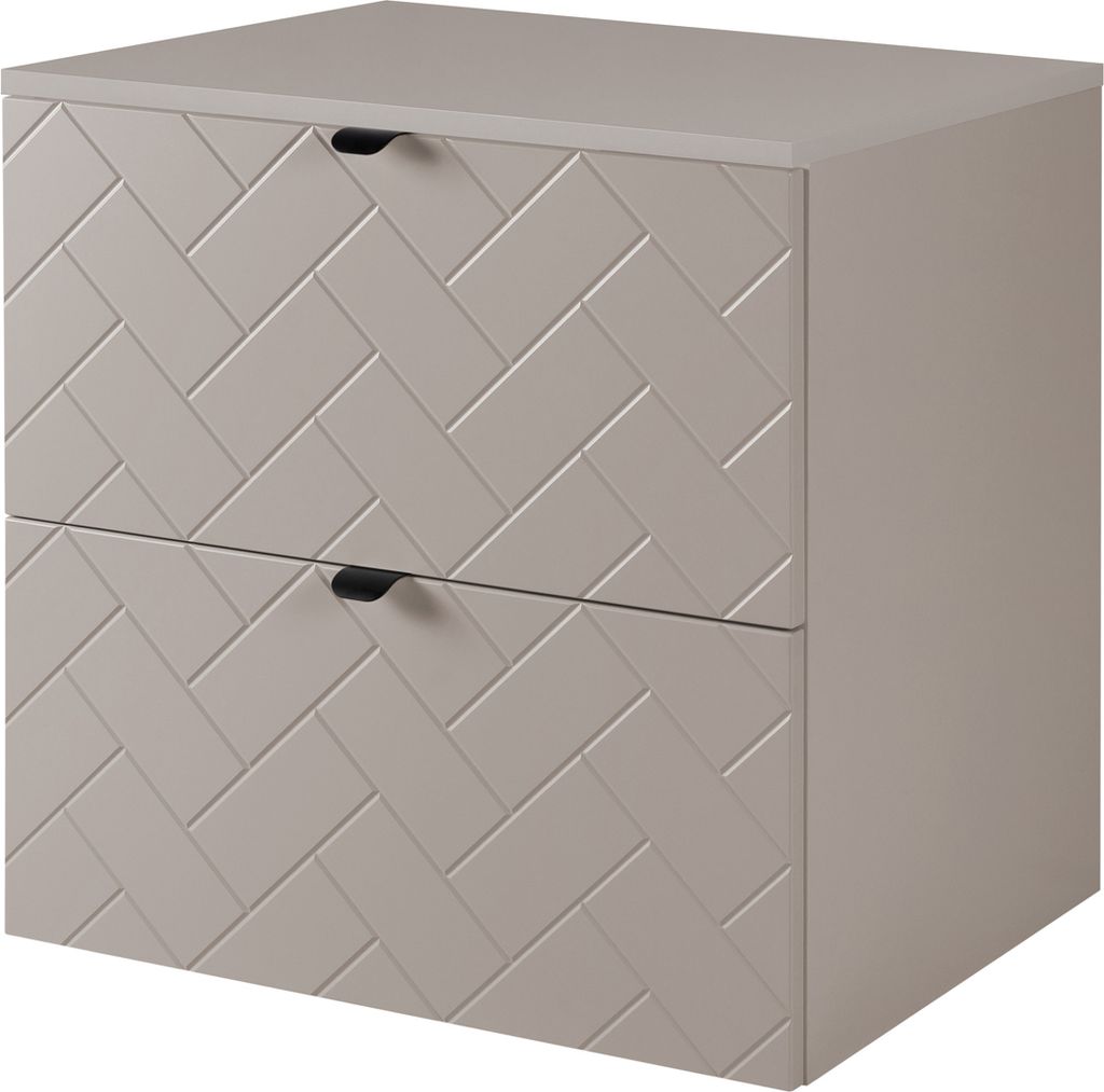 Badezimmerschrank, Kaschmir mit schwarzer Griff / mit oberer Platte, 60 x 57 x 46 cm