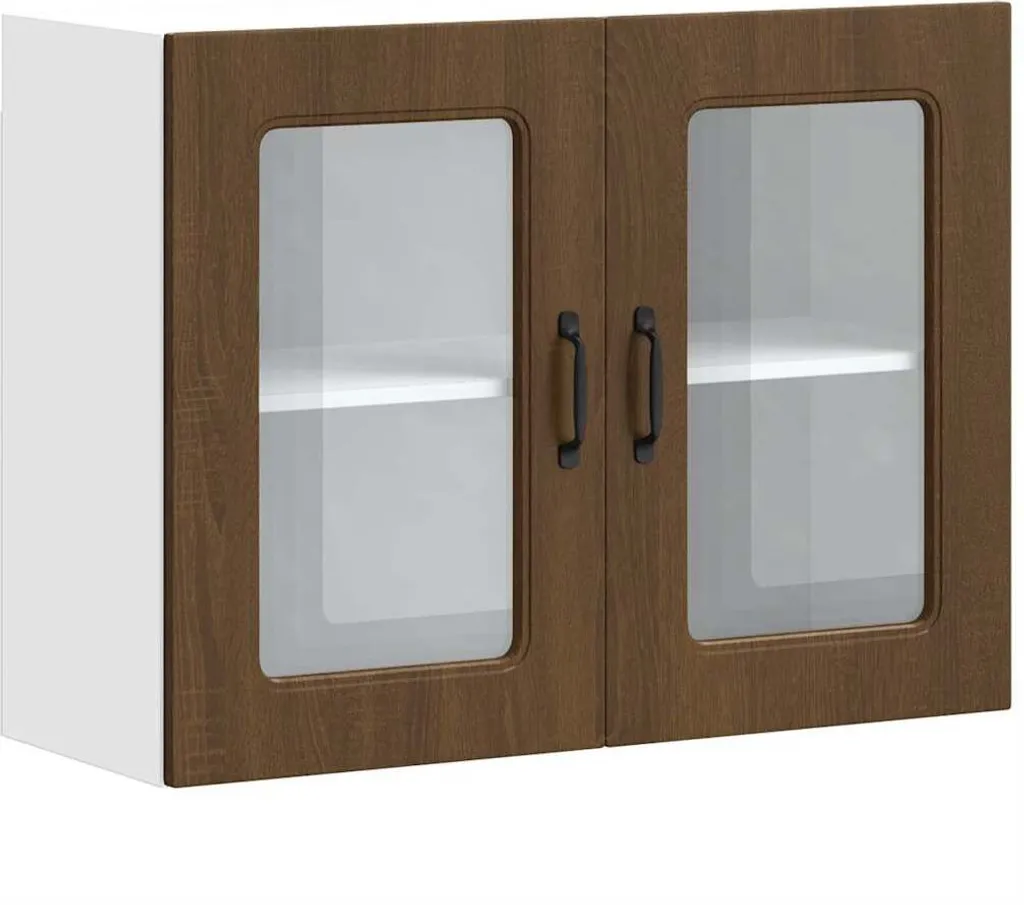 vidaXL Pensile da cucina con anta in vetro Kalmar marrone effetto rovere