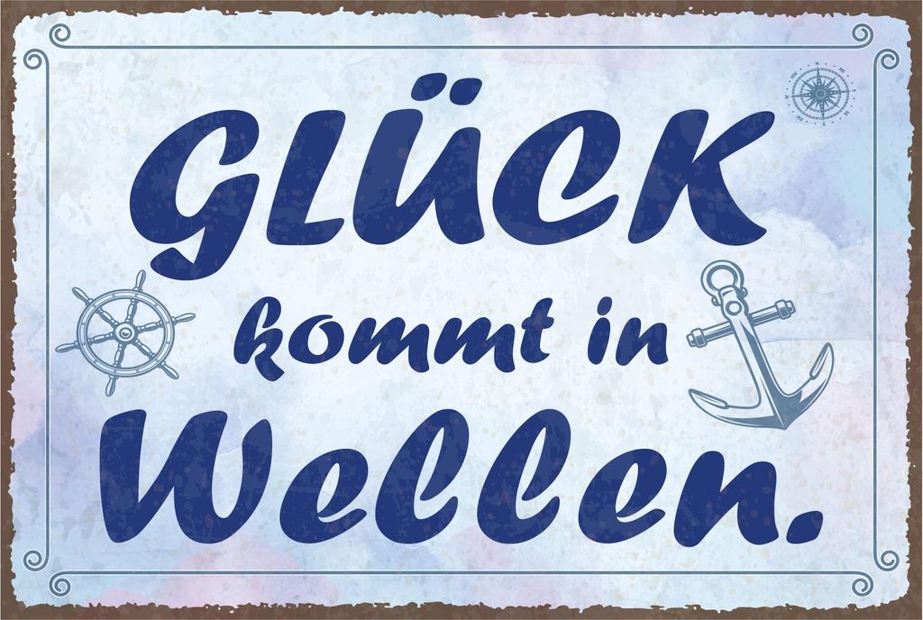 vianmo Holzschild 12x18 cm Glück kommt in Wellen