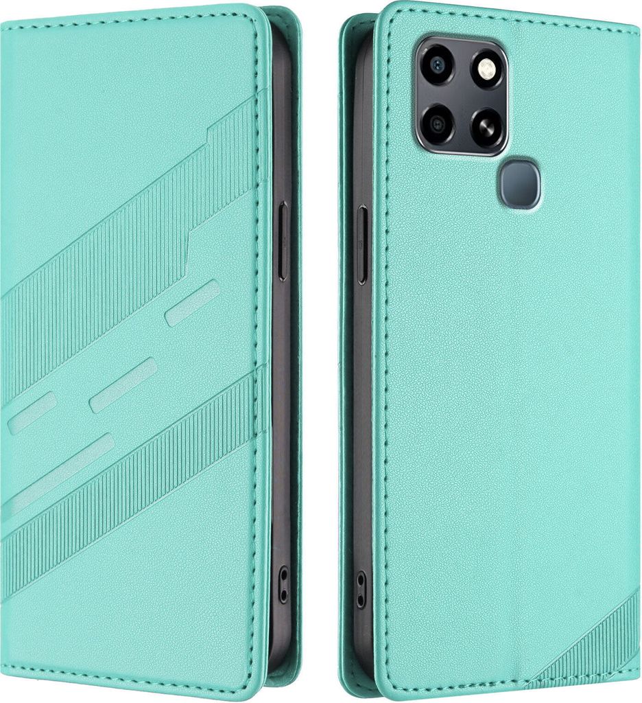 Hülle für Infinix Smart 6/Smart 6 Plus/Smart 6 HD, Kunstleder Brieftaschen Handyhülle mit Kartenfach und Standfunktion Türkis