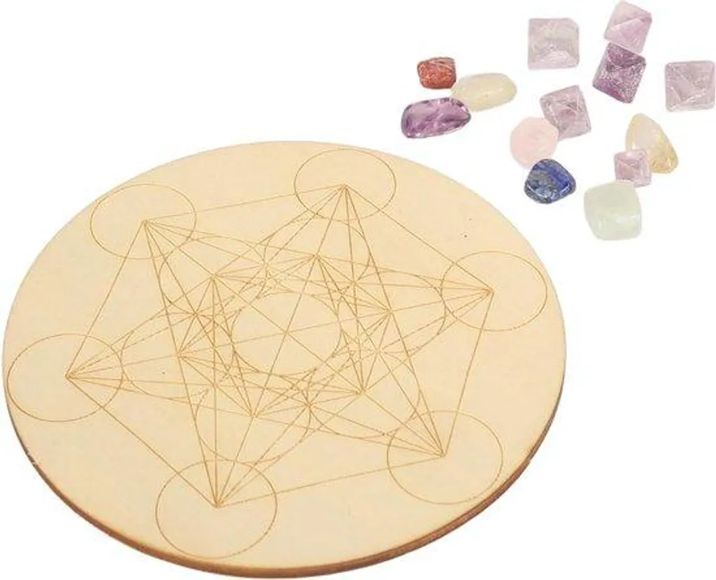 Planche en bois de Méditation A05 et Pierre de guérison naturelle sculptée