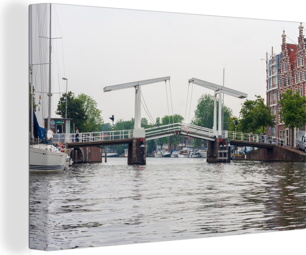OneMillionCanvasses - Leinwandbilder - 140x90 cm, Haarlem - Wasser - Niederlande, Wandbilder Kunstdruck Wanddekoration - Foto auf Leinwand - Gem...