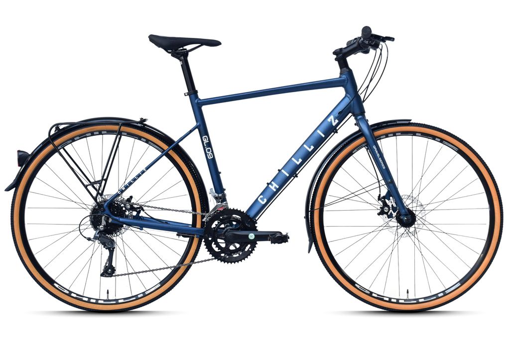 CHILLIZ Gravel Bike 28 Zoll GL.09 blau Rahmenhöhe 54 cm 16 Gänge mech. Scheibenbremse Schutzbleche
