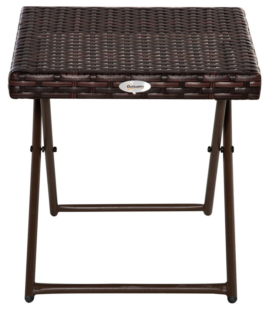 Klappbarer Gartentisch Polyrattan Beistelltisch pulverbeschichtetes Metallgestell UV-beständig Rattan-Optik Braun 40 x 40 x 40 cm