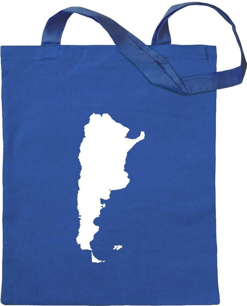 Kiwistar - Baumwolltasche - royalblau - Argentinien Umriss Kontur - Tragetasche Stoffbeutel Umhängetasche Langer Henkel