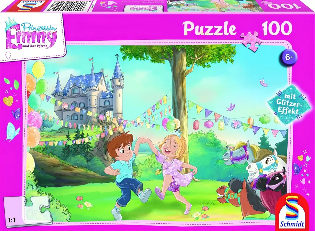 Puzzle 100 pièces Prinzessin Emmy et ses chevaux au design coloré et durable