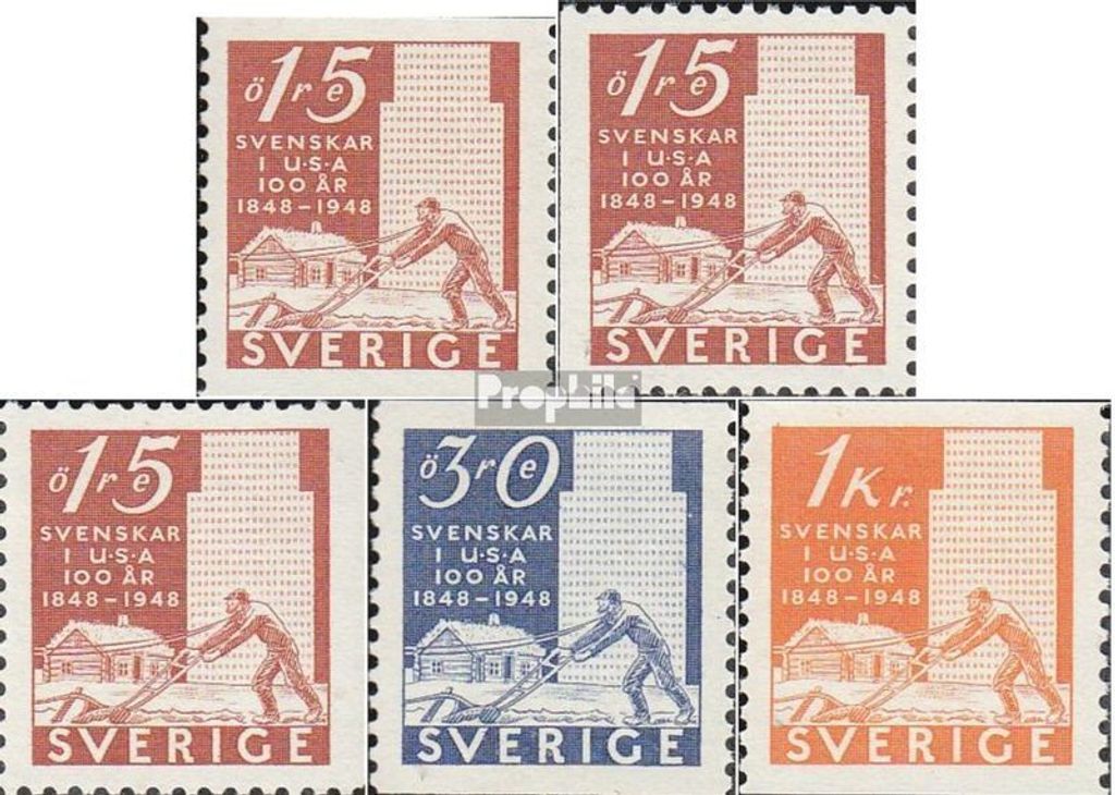 Briefmarken Schweden 1948 Mi 340A,Dl,Dr-342A (kompl.Ausg.) postfrisch Schwed. Siedler