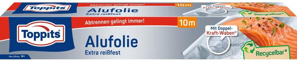 Toppits Kraft-Alufolie normalbreit im Abreißkarton 10m Produktbild 