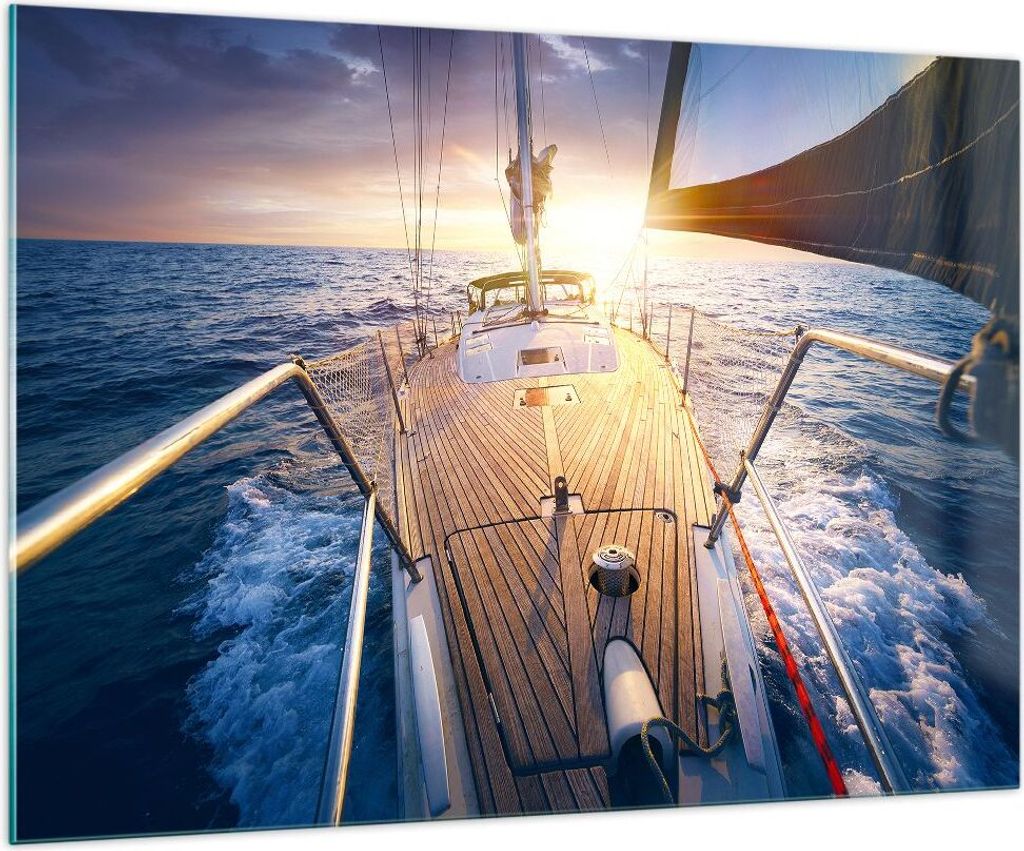 Bilder auf glas - Segelboot Meer - 100x70cm - Glasbilder - Produktbild 