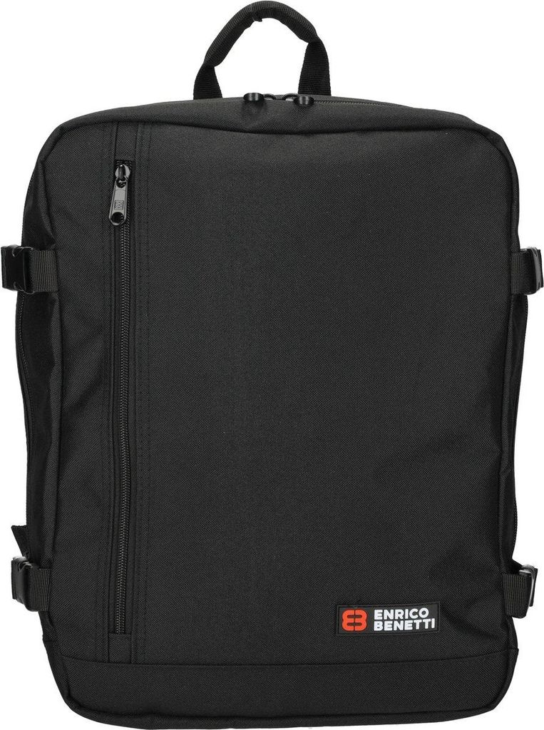 Enrico Benetti Rucksack schwarz 17 Zoll Laptop Reise unter Flugzeugsitz