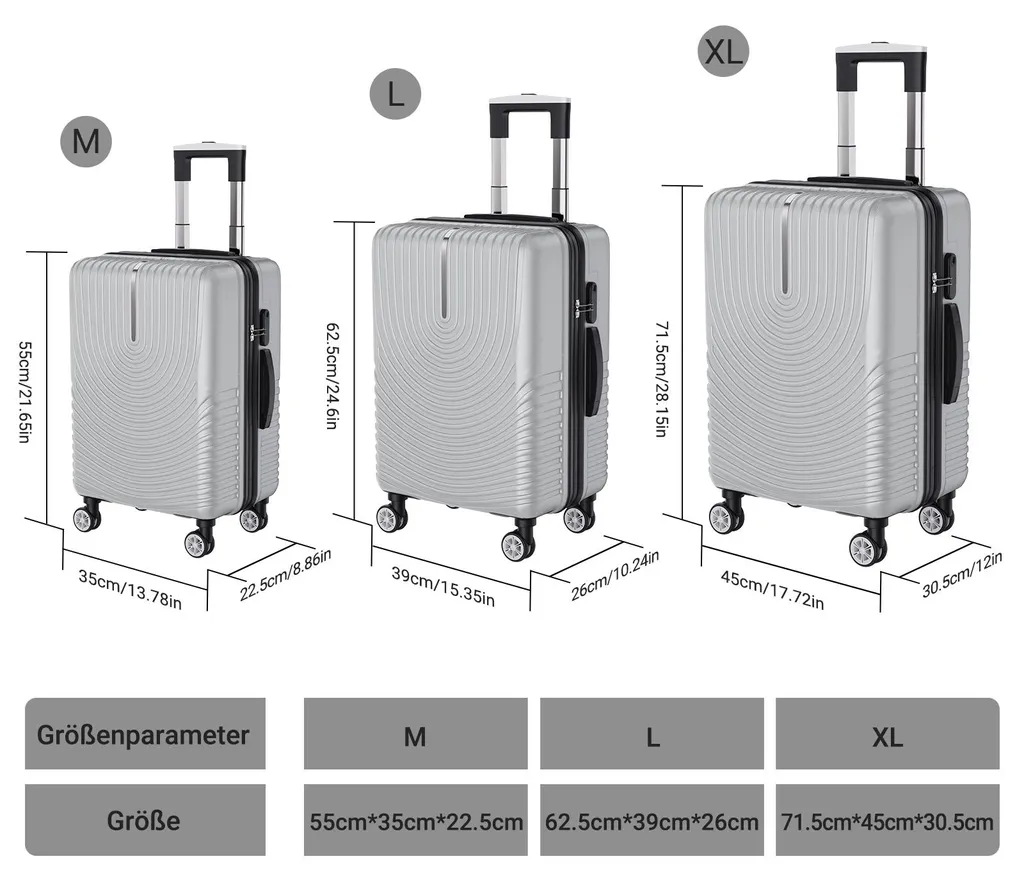 Valises ABS argent à roulettes silencieuses : robustesse et design moderne - 2