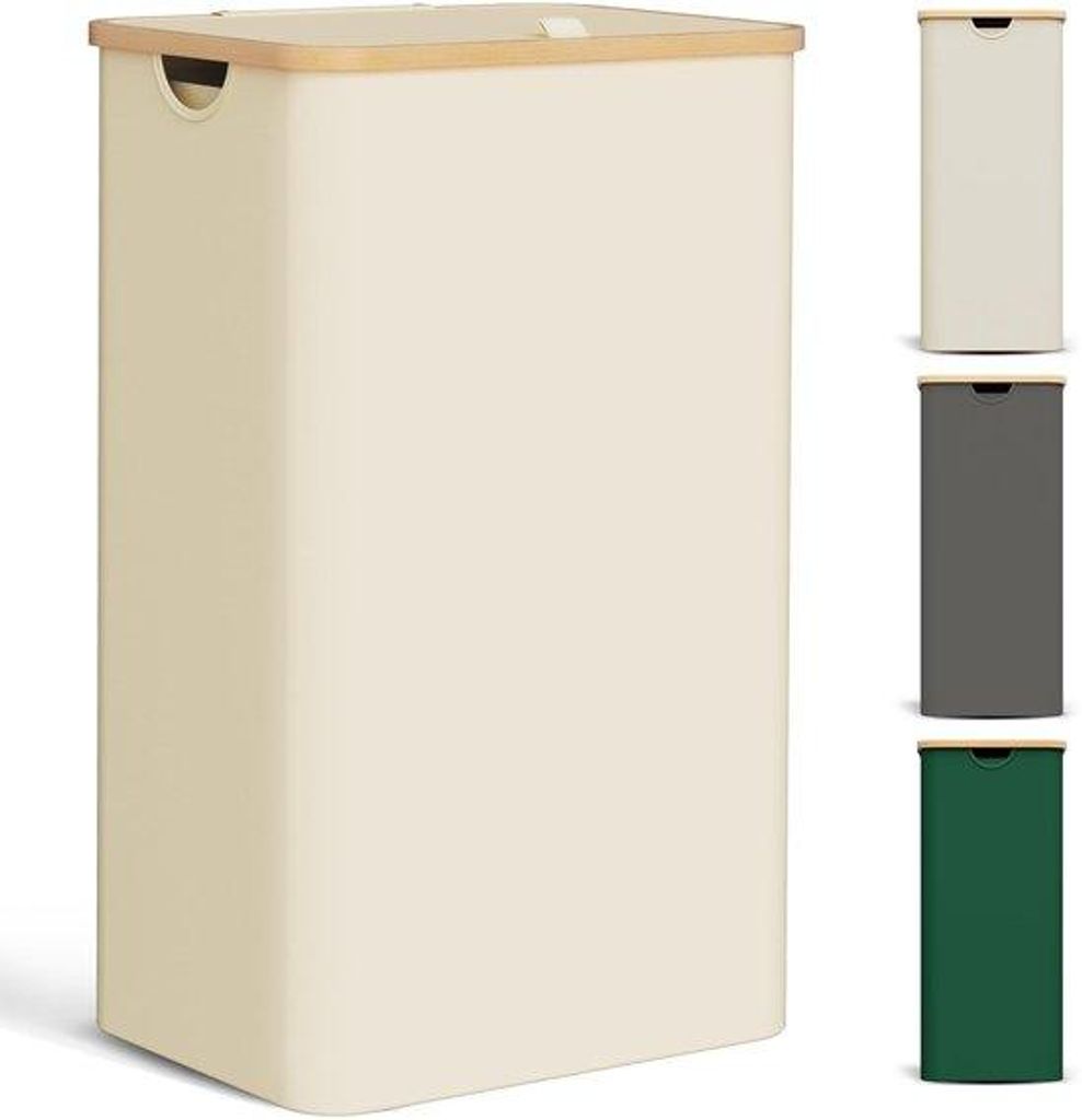 Große, faltschließbare Spülmaschinendispenser mit Holz-Bambus-Badewanne-Becken, 85L, beige, kleiner Waschbehälter mit Spülmaschinegurt