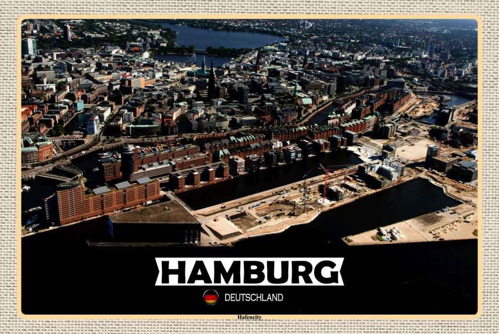 vianmo Holzschild 20x30 cm Hamburg Hafencity Ausblick Bildmotiv Reisemotiv Abenteuer Reisen