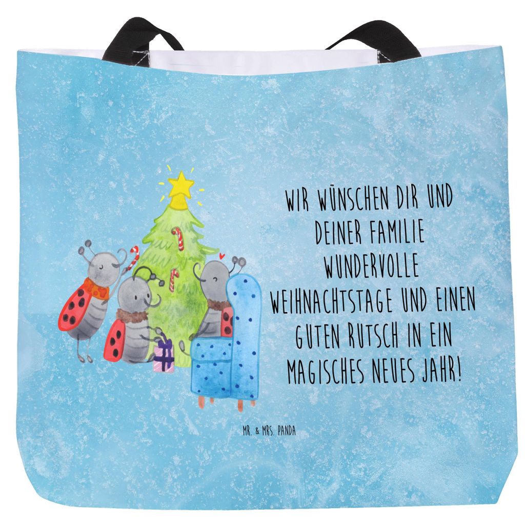 Mr. & Mrs. Panda Strandtasche Weihnachten Smörle - Eisblau - Geschenk, Pfefferminzstange, Stoffbeutel, Tannennadeln, Tote Bag, Beutel, Schultasche...