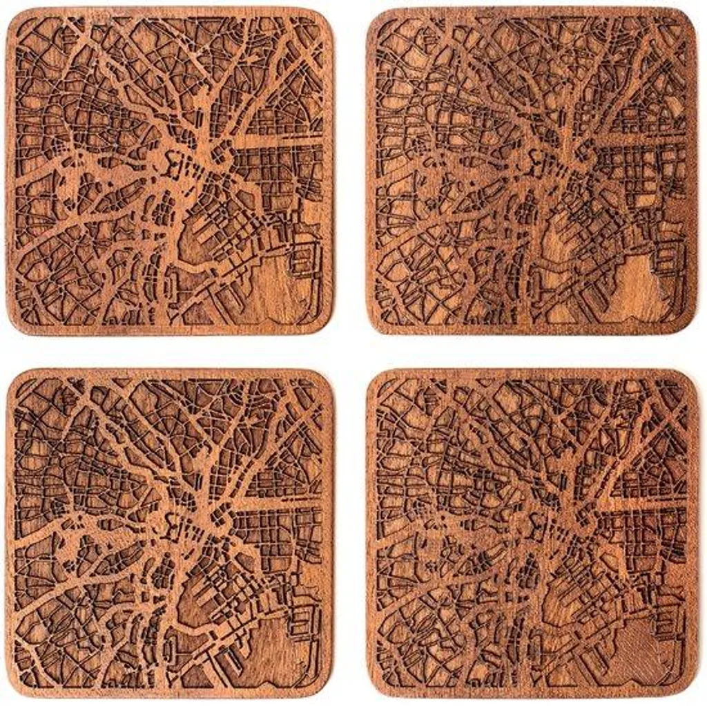 Sous-verres Tokyo bois de sapelli : fini les taches sur vos meubles x4