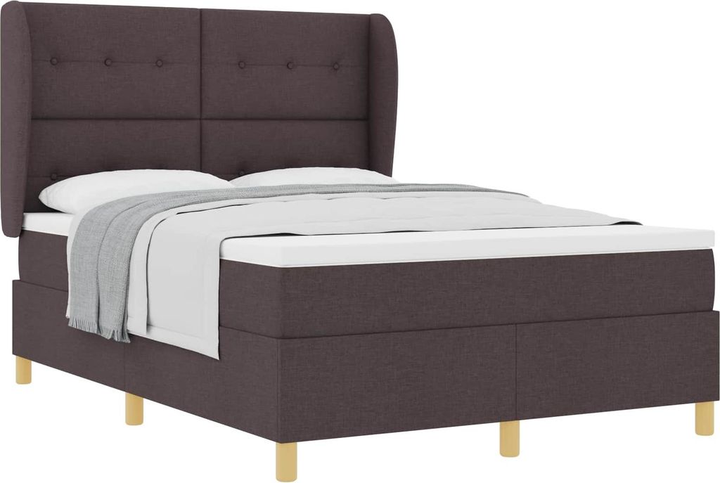 Boxspringbett mit Matratze Dunkelbraun 200 x 140 cm Stoff