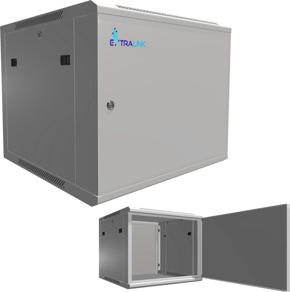 Extralink Netzwerkschrank Serverschrank 19" 9U 9HE 600x600 ASP Gray Wandmontage Stehend Metalltür