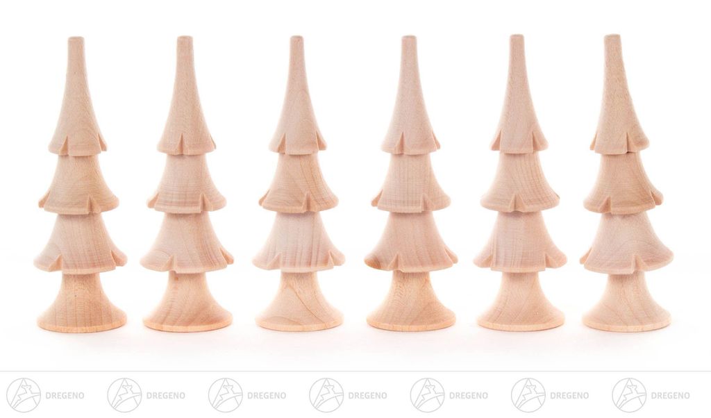 Massivholzbäume natur, 6-teilig (8cm) von Dregeno Seiffen
