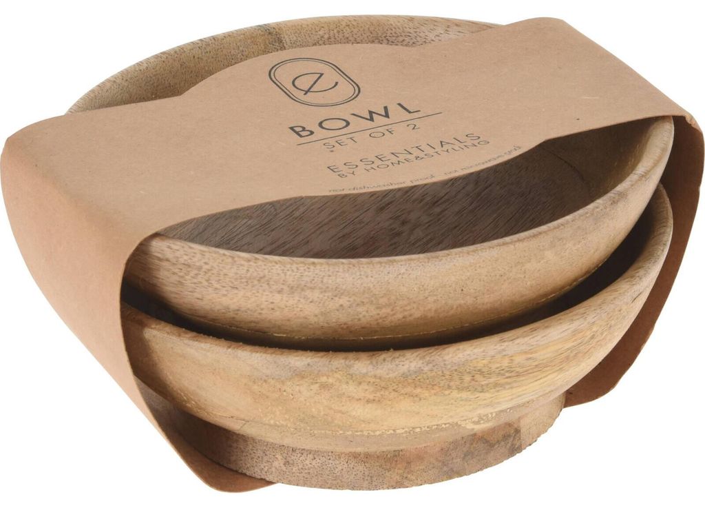 Set mit 2 Servierschüsseln aus Holz, 16 cm, 400 ml, HOME Produktbild 