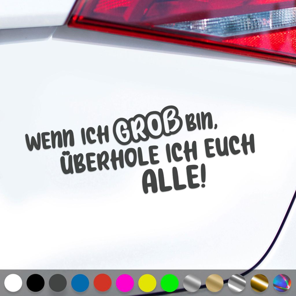 PantherPixel Wenn Ich Groß Bin Aufkleber Überhole Ich Euch Alle Sticker Auto Geschenkidee Farbe Dunkelgrau
