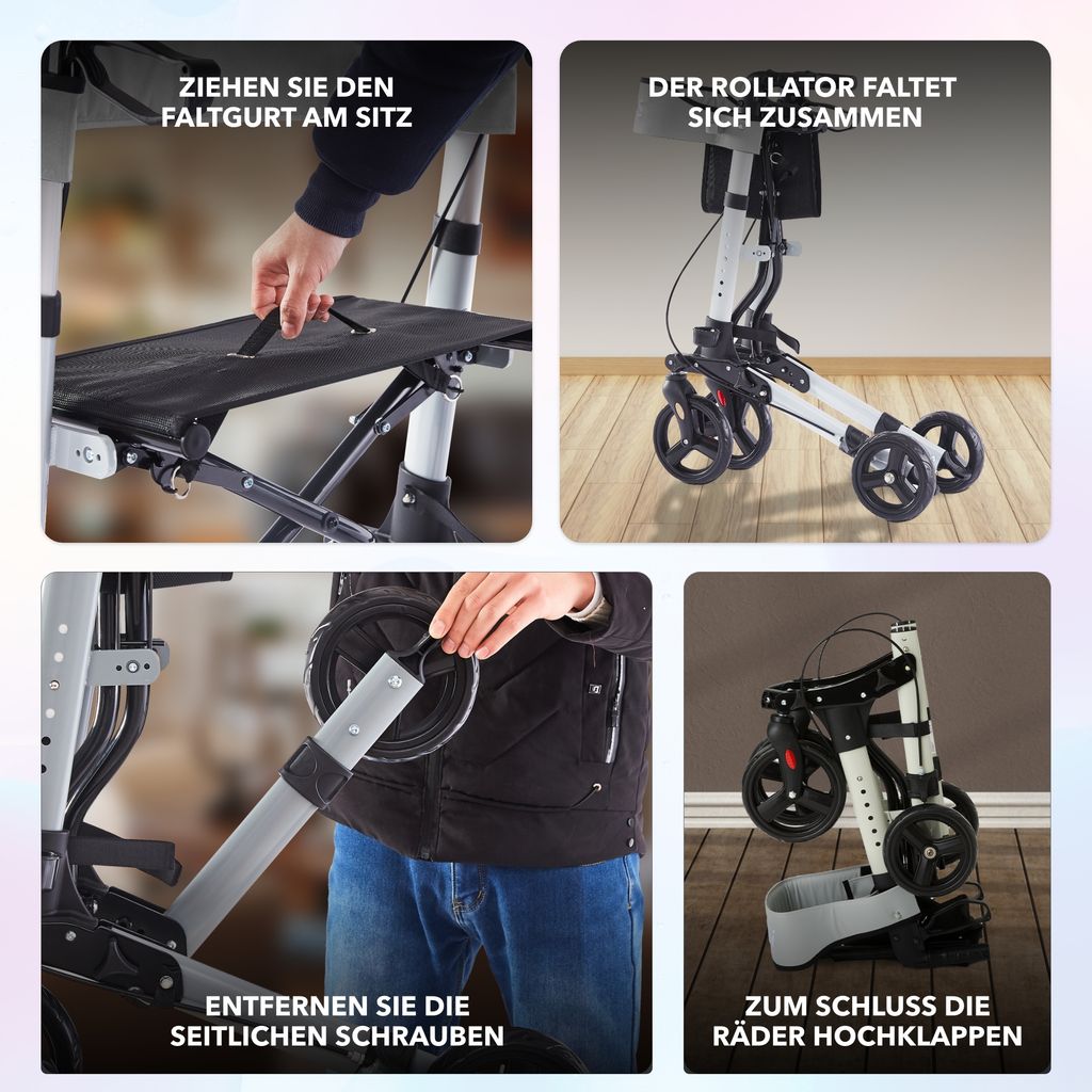 AREBOS ľahký rolátor, rolátory, 6-pozičné nastavenie výšky, Obrázok produktu 4
