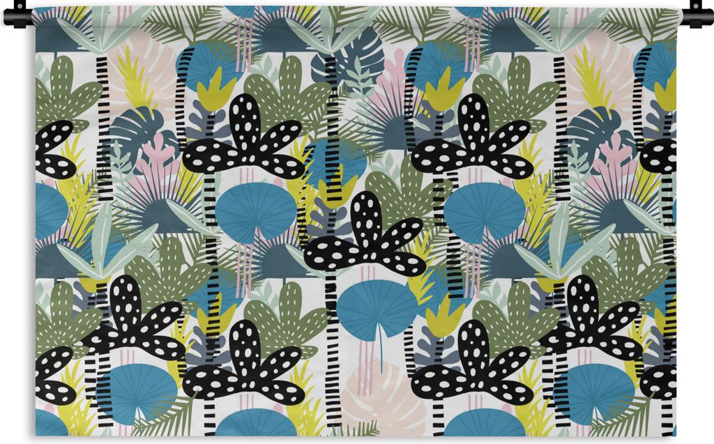 MuchoWow Wandteppich Wandbehang Blätter - Dschungel - Muster 120x80 cm Tapisserie Dekoration Wandtuch - Wanddekorationen - Wandtücher