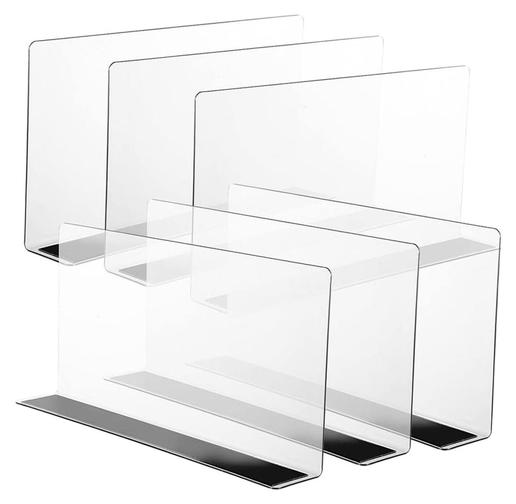 6 Stück L-förmige PVC-Regaltrenner mit magnetischer Kraft für Supermärkte und Kleiderschränke, transparenter Organizer