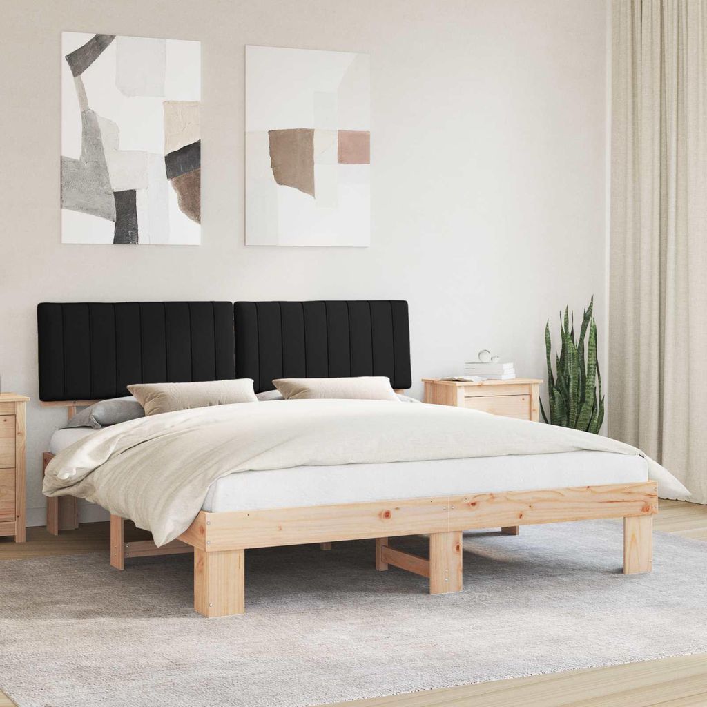Maison Exclusive - Bettgestell mit gepolstertem Kopfteil Schwarz 180 x 200 cm