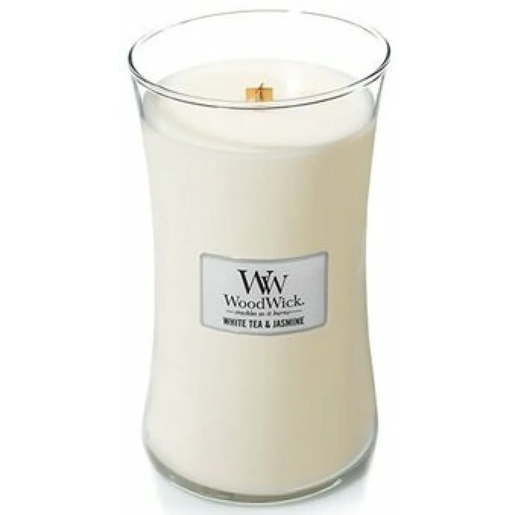 Bougie Parfumée WoodWick Thé Blanc & Jasmin Grand Format Vase Décoratif