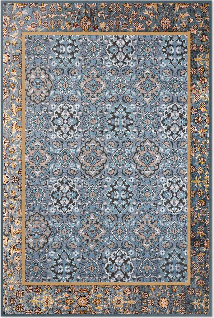 Vintage Ethnisch Ornamental Blau – Vinyl Fußmatte – 80x120 cm – Rutschfest, Pflegeleicht & Langlebig