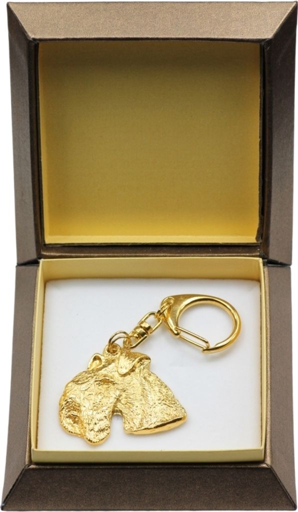 Lakeland Terrier - Vergoldeter Schlüsselanhänger mit Hund in Geschenkbox, Handtaschen-Dekoration, Luxus-Accessoire der Marke Art-Dog