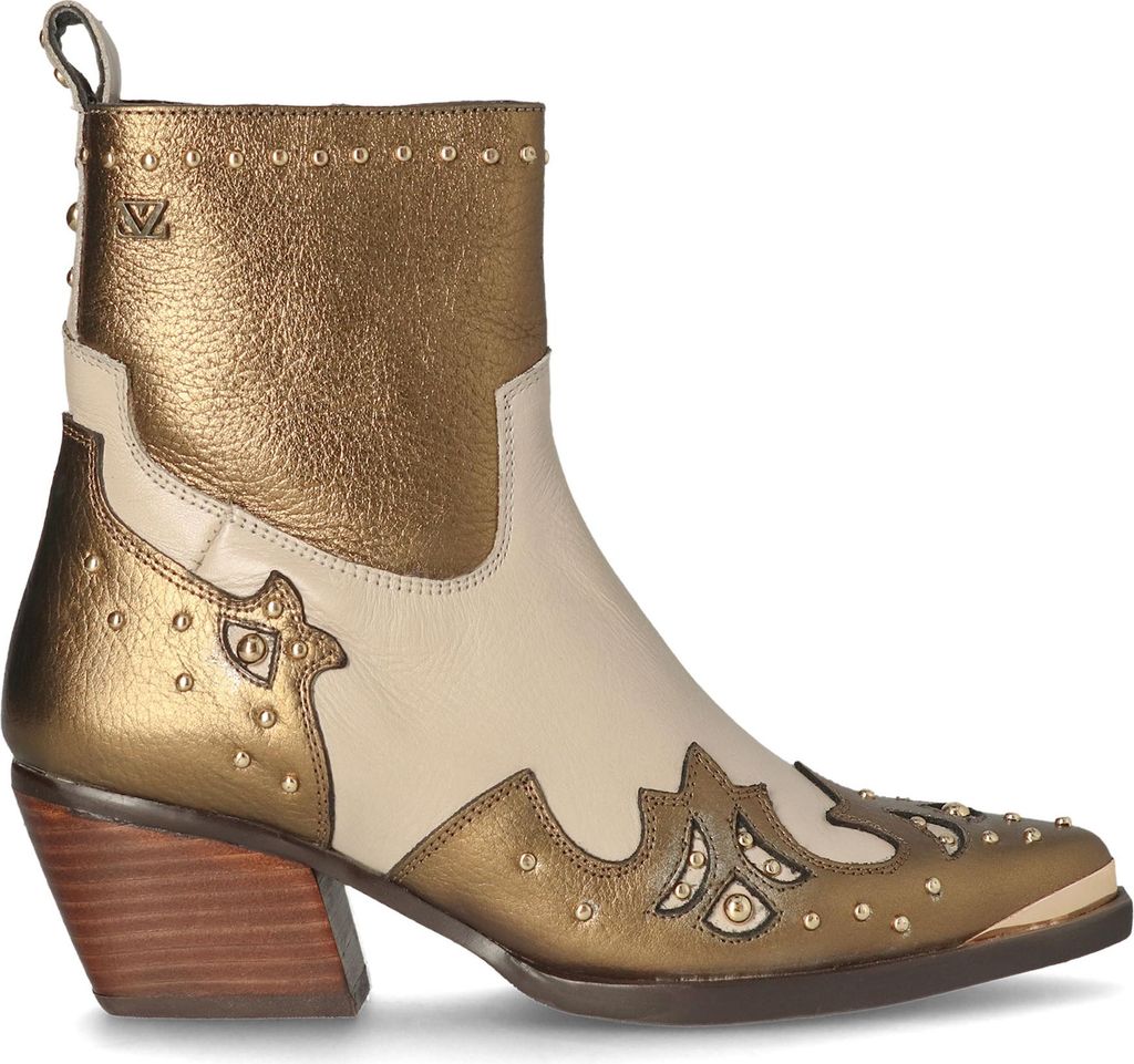 Lazamani Kaia Damen Leder-Stiefeletten Gold/White Größe 40