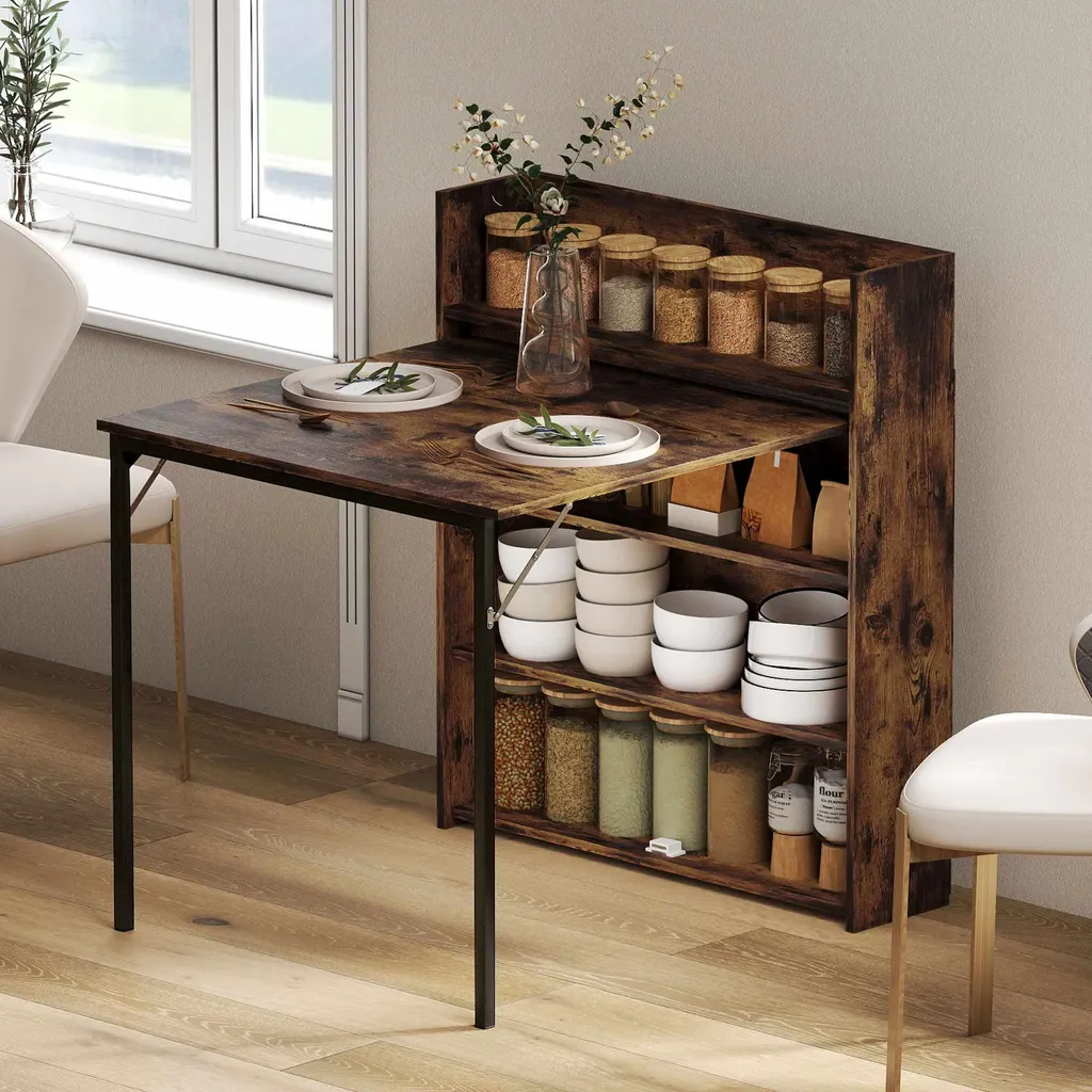Petite table à manger pliable pour cuisine ou studio avec rangement loft