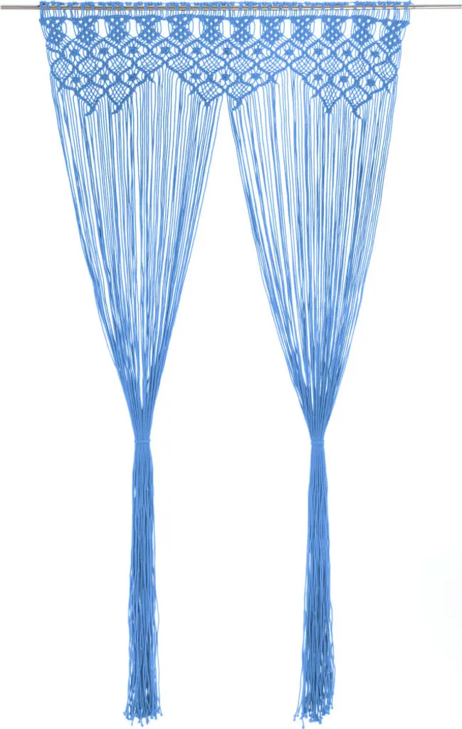 Tenda Macramè Blu 140x240 cm in Cotone Intrecciato - Arredo Boho